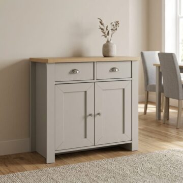 Cullercoats Cream 2 Door 2 Drawer Sideboard | Oak Finish