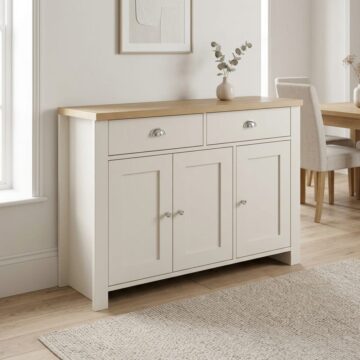 Cullercoats Cream 3 Door 2 Drawer Sideboard | Oak Finish