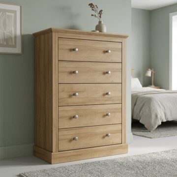 Latimer 5 Drawer Chest | Oak Finish