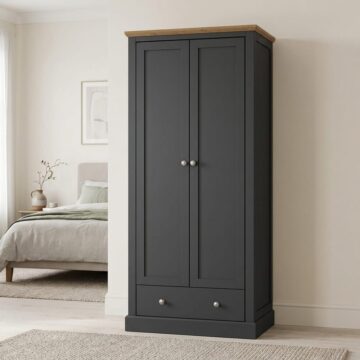 Latimer Charcoal 2 Door Wardrobe with Drawer