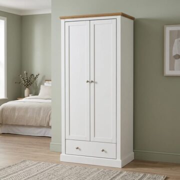Latimer White 2 Door Wardrobe with Drawer