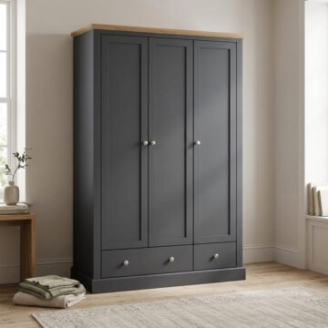 Latimer Charcoal 3 Door Wardrobe with Drawers