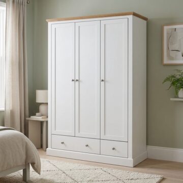 Latimer White 3 Door Wardrobe with Drawers