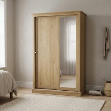 Latimer 2 Door Sliding Wardrobe | Mirror | Oak Finish