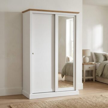 Latimer White 2 Door Sliding Wardrobe | Mirror