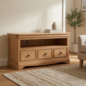 Catania Oak 3 Drawer TV Cabinet 105cm | Assembled