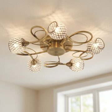 Aherne 5 Ceiling Lamp | Antique Brass