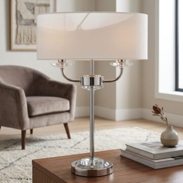 White Nixon Table Lamp | Bright Nickel