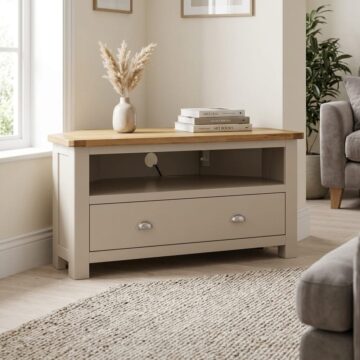 Tynedale Stone Grey 1 Drawer Corner TV Unit 97cm | Assembled