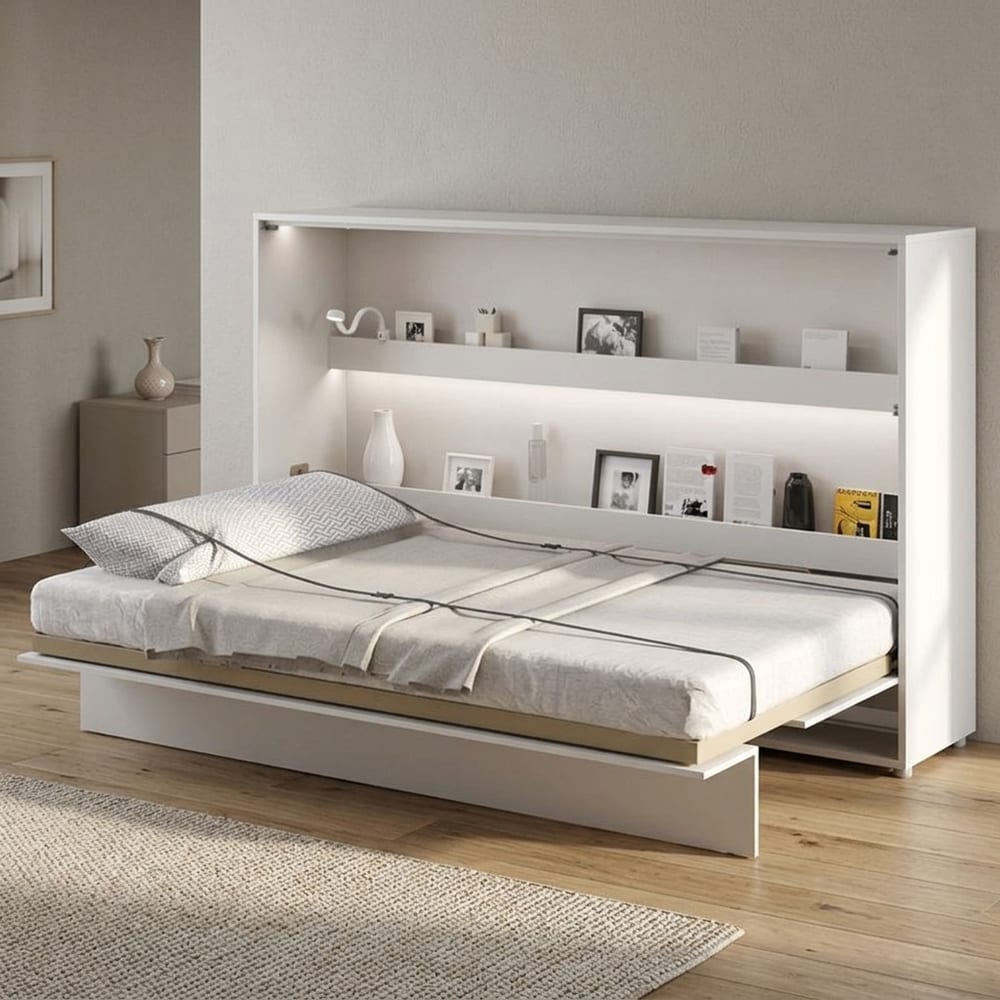 Horizontal Wall Bed Concept 120cm | White Gloss