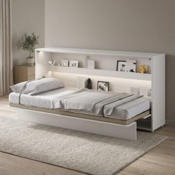Horizontal Wall Bed Concept 90cm | White Gloss