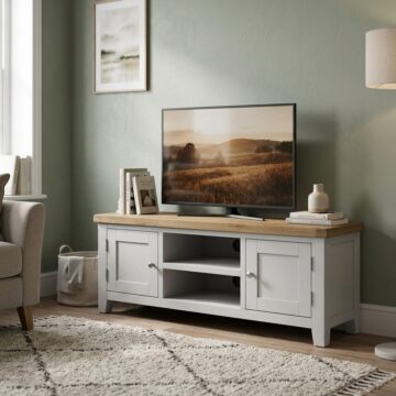 Norfolk White 2 Door TV Cabinet 134cm