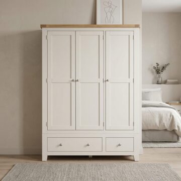Norfolk White 3 Door 2 Drawer Wardrobe