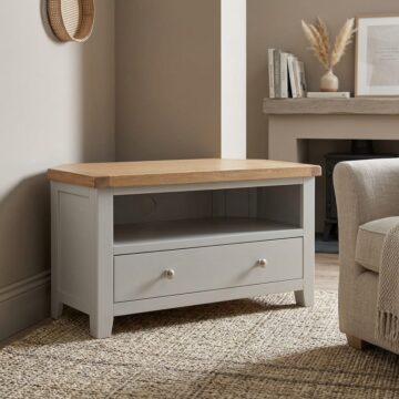 Norfolk French Grey 1 Drawer Corner TV Cabinet 102cm | Assembled