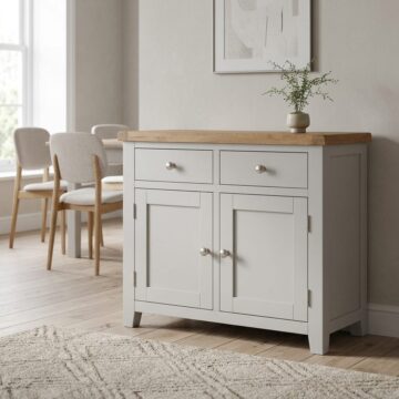 Norfolk French Grey 2 Door 2 Drawer Sideboard | Oak Top | Assembled
