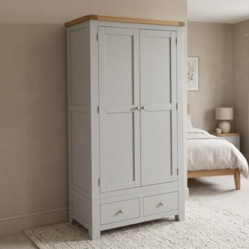 Norfolk French Grey 2 Door 2 Drawer Wardrobe