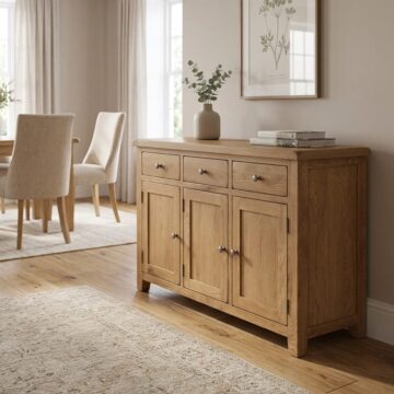 Norfolk Country 3 Door 3 Drawer Sideboard | Oak Top | Assembled