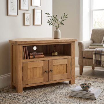 Nottingham Oak Corner TV Unit With Doors