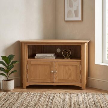 Wellington Oak Corner TV Unit With Doors