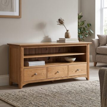 Wellington Oak Large TV Unit With Drawers