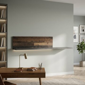 Ingles Wall Shelf 120cm | Walnut and Dark Matera Grey Finish