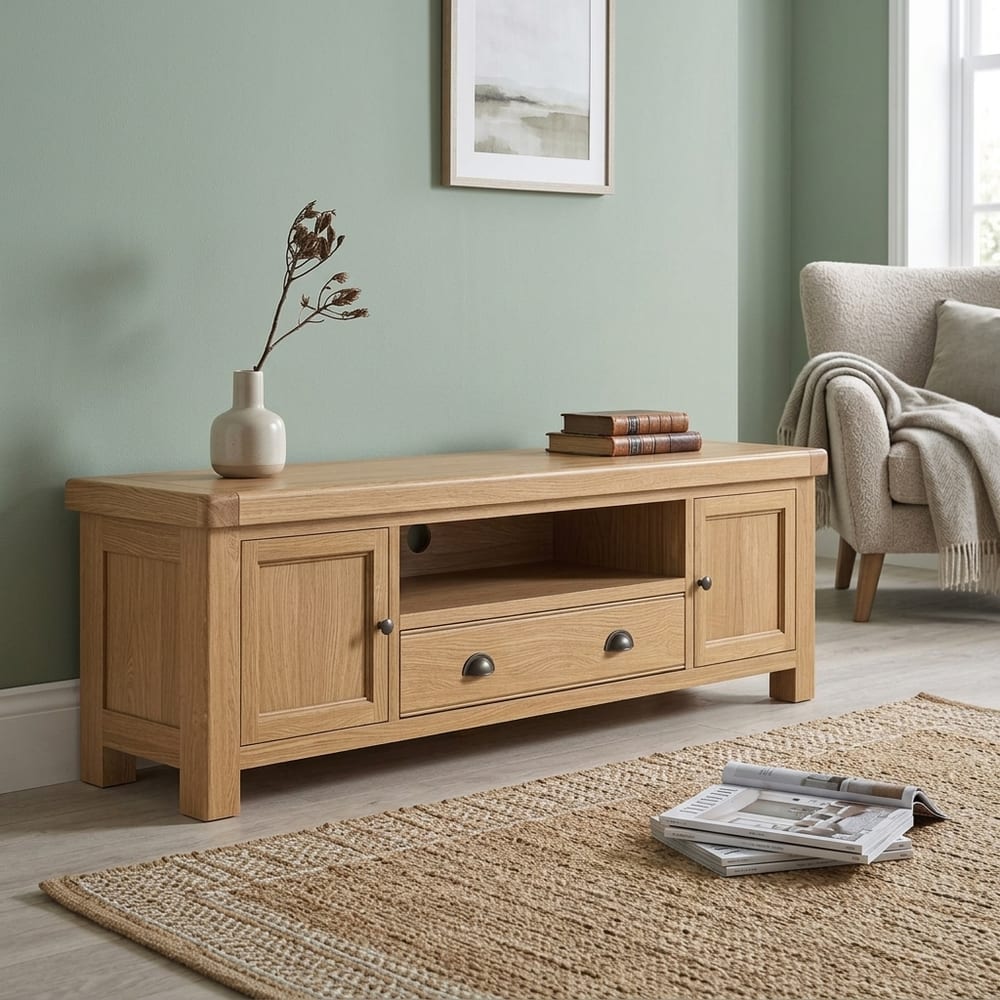 Oak Shire 2 Door 1 Drawer TV Unit 190cm | Assembled