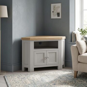 Havenwood Grey 2 Door Corner TV Unit 100cm | Assembled