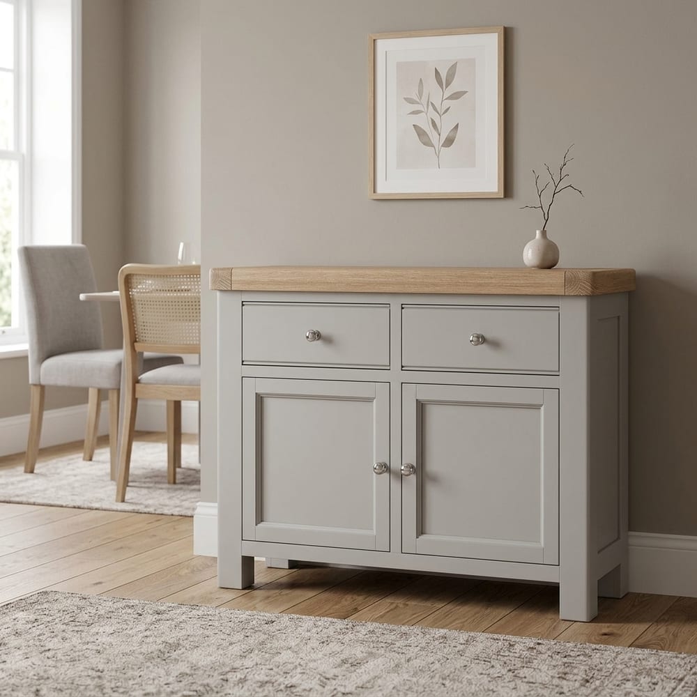 Havenwood Grey 2 Door 2 Drawer Small Sideboard | Assembled