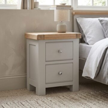 Havenwood Grey 2 Drawer Bedside Cabinet | Assembled | Clearance