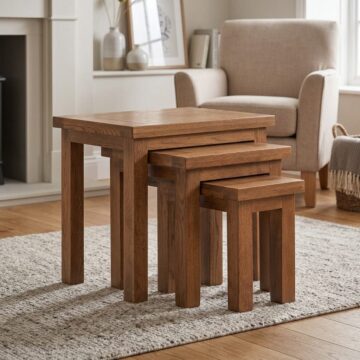 Wynyard Rustic Nest of 3 Tables | Oak Tops | Assembled
