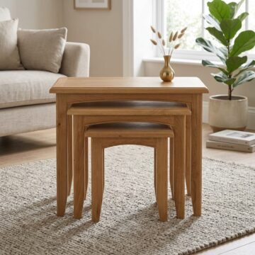 Tiree Oak Nest of 3 Tables