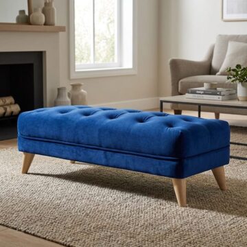 Gatlin Footstool | Dark Blue