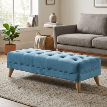 Gatlin Footstool | Light Blue