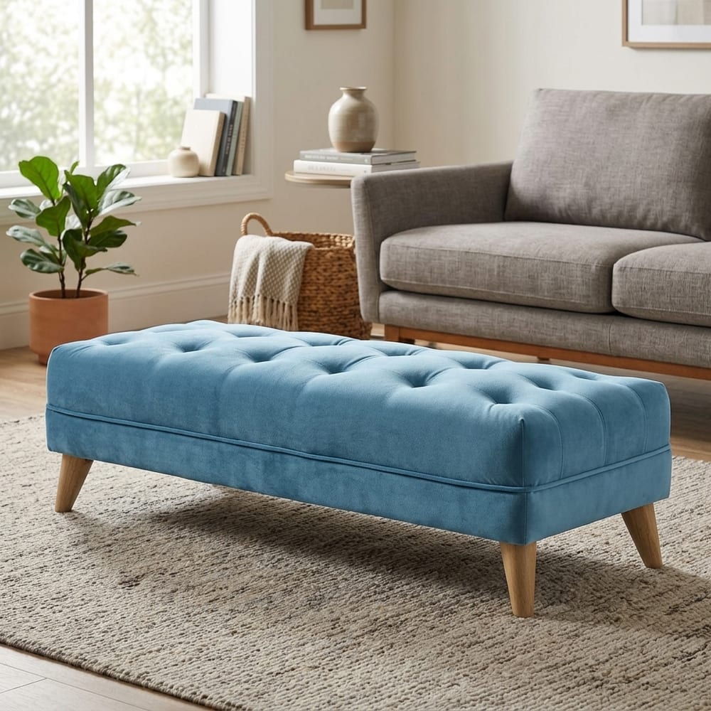 Gatlin Footstool | Light Blue