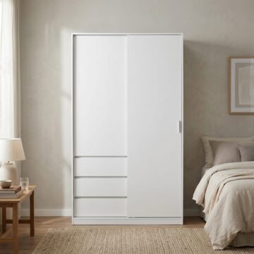 Moderno Wardrobe with 1 Sliding Door | White High Gloss