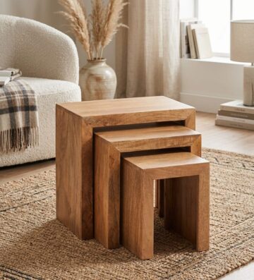 Malda Light Mango Nest of Tables | Assembled