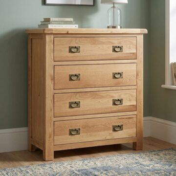 Salisbury Rustic Oak 4 Drawer Chest | Wax Finish | Assembled