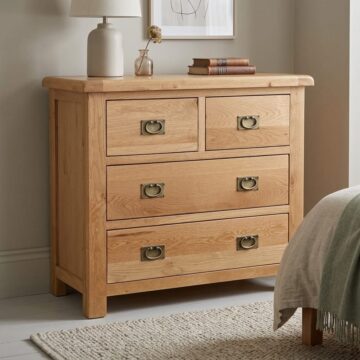 Salisbury Rustic Oak 2 Over 2 Chest | Wax Finish | Assembled | Clearance