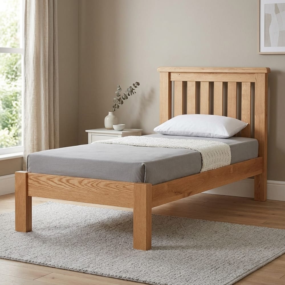 Salisbury Rustic Oak Single Bed | Wax Finish