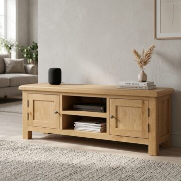 Salisbury Rustic Oak 2 Door TV Cabinet 150cm | Wax Finish | Assembled