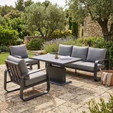 Babingley 3 Seat Lounge with High Gas Adjustable Table Grey
