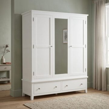 Geneva White Triple Wardrobe with Drawers