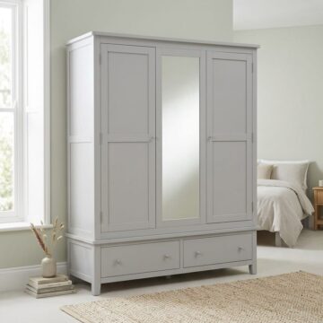 Geneva Grey Triple Wardrobe with Drawers
