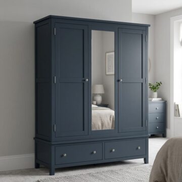Geneva Blue Triple Wardrobe with Drawers