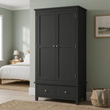 Geneva Charcoal Black Gents Wardrobe with Drawers