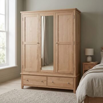 Geneva Oak Triple Wardrobe with Drawers