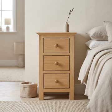 Emperor Oak 3 Drawer Bedside Table | Assembled | Clearance