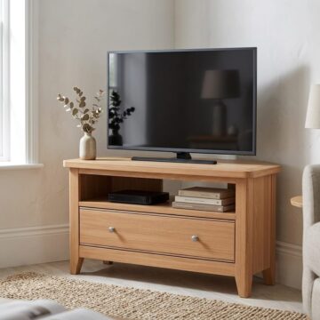 Arland Natural Oak Corner TV Cabinet | Assembled
