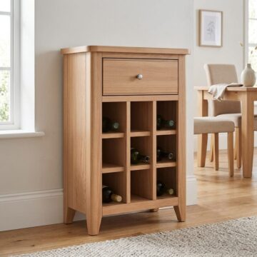 Arland Natural Oak Wine Cabinet | Assembled