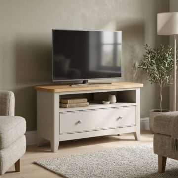 Arland Grey Painted Corner TV Cabinet | Assembled
